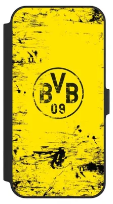 Produktbild von NIVOCASE Klapphülle für Apple iPhone 14 Plus  Handyhülle aus Kunst Leder NIVOflip schwarz BVB Borussia Dortmund Offizielles Lizenzprodukt