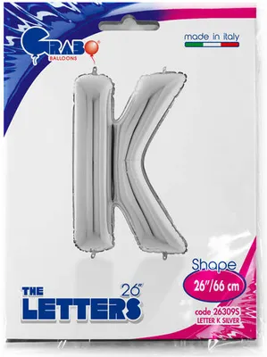 Imagen del producto de Globo de letras gigante de 26 pulgadas/66 cm | Plateado #K