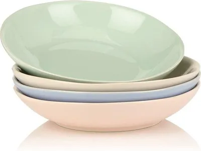 Image de Service de table en porcelaine, lot de 4, 20 cm, ovale, 21,5 x 21,5 x 4,5 cm