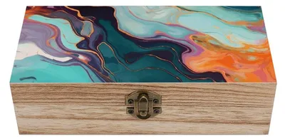 Productafbeelding van Kleurrijke Marmer Houten Bewaarbox voor Sieraden