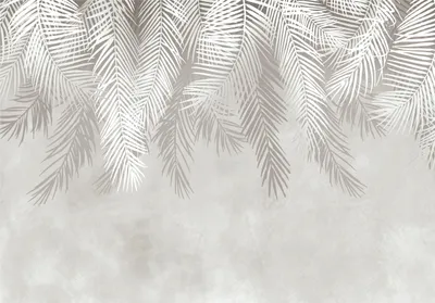 Produktbild von Fototapete Palmenblätter Federn Beton 400x280 cm - inkl. Kleister - für Schlafzimmer Wohnzimmer Flur Modern Vlies Tapete Vliestapete Wandtapete Motivtapeten UV-Beständig