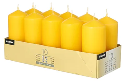 Produktbild von 10 Stumpenkerzen Ø 40 mm · 90 mm goldgelb