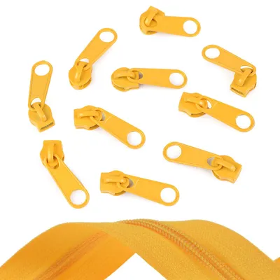 Produktbild von 10 Reißverschluss Zipper für Endlosreißverschluss, 5mm, Farbauswahl, Farbe:sonnengelb