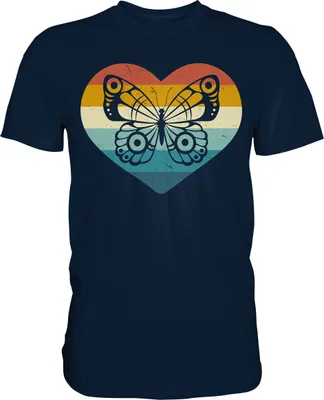 Produktbild von Retro Schmetterling T-Shirt – Navy / M