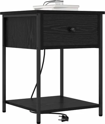 Image de vidaXL Table de chevet noire aspect chêne 42 x 41 x 56 cm en aggloméré