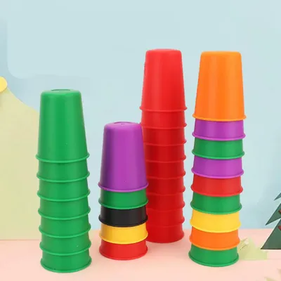 Produktbild von Stapelbecher Lernspiel 10 Becher mit Karten Montessori Kinder