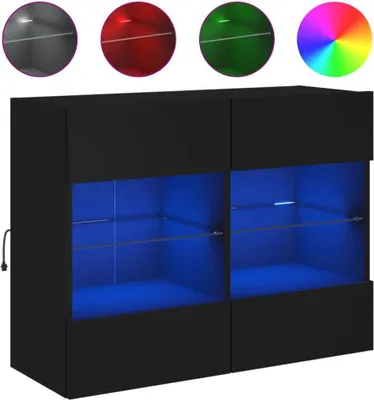 Produktbild von vidaXL TV-Wandschrank mit LED-Leuchten Schwarz 78,5x30x60,5 cm