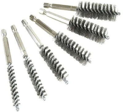 Produktbild von Edelstahl-Bohrlochbürsten-Set für Bohrmaschinen, 6-teilig, Reinigungsbürste