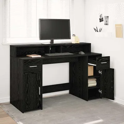 Obrázok produktu pre Maison Exclusive – písací stôl s úložným priestorom, čierna farba, vzhľad dubového dreva, rozmer 140 x 55 x 91 cm