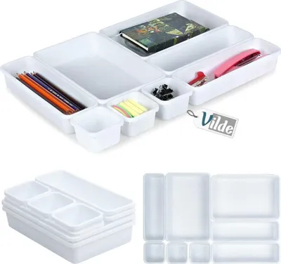 Produktbild von Vilde Schubladeneinsatz Schubladenorganizer Schubkastenorganizer weiß modular 8 Stk.