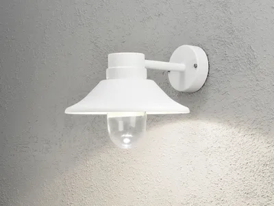 Produktbild von Konstsmide Vega Wandleuchte weiß lackiertes Aluminium, klares Glas, Hand EU 412-250