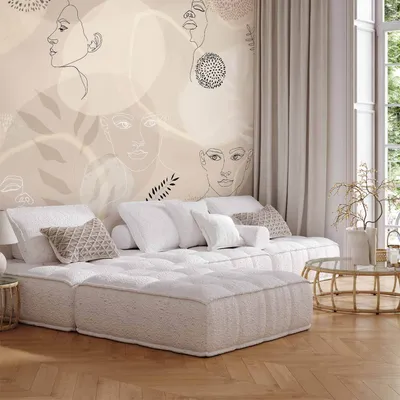 Produktbild von Selbstklebende Folie Fototapete - Beige Line Art 98x70 cm Menschen a-A-10489-a-a