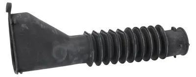 A black rubber hose with a flared end and a ribbed section, isolated on a white background.