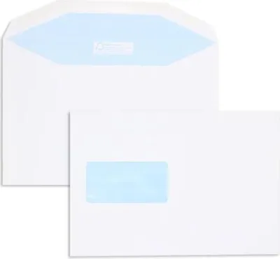 Produktbild von Kuvertierhüllen 162x238mm 115g/qm gummiert Fenster VE=500 Stück weiß