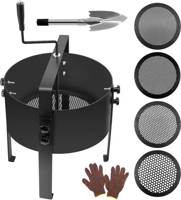 Produktbild von Unyqoos Edelstahl Gartensieb mit 4 wechselbaren Siebeinsätzen für effizientes Gärtnern, 30 cm Durchmesser