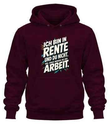 Zdjęcie produktu dla Bluza z kapturem "Na emeryturze, a ty jeszcze nie", sarkastyczny napis, kolor burgundzki, rozmiar 3XL