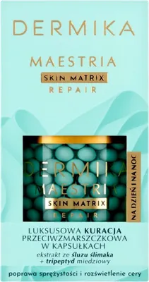 Produktbild von DERMIKA Maestria Skin Matrix Repair Anti-Falten-Pflege in Kapseln mit Schneckenschleimextrakt für Tag und Nacht 60 g