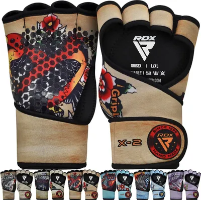 Produktbild von RDX Gewichtheberhandschuhe für Fitness und Fitnessstudio, lange Handgelenkstütze, belüftete offene Rückseite, rutschfester Greifer, Krafttraining