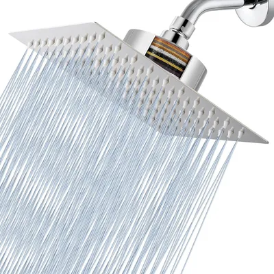 Productafbeelding van Famanu regendouchekop van roestvrij staal met watervalfilter - Grote douchekop - 20 cm, chroom