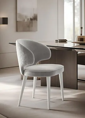 Immagine prodotto di Sedia da pranzo con rivestimento grigio e robuste gambe in legno