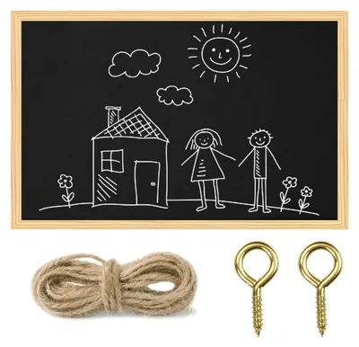 Productafbeelding van Grote Zwarte Schoolbord met Houten Frame 60 x 40 cm