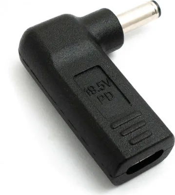 Produktbild von SYSTEM-S USB 3.1 Adapter Typ C Buchse zu DC 20V 4,5 x 3,0 mm Stecker Winkel Kabel Schwarz