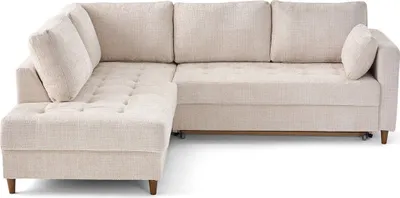 Produktbild von Lisa Design Anna - links 5-Sitzer Schlaffunktion aus strukturiertem Samt , Beige