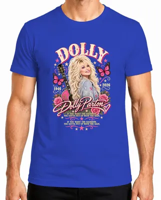 Obrázek produktu pro Dolly Parton. V památce. 1946-2026. Legenda country hudby. Odpočinutí. Pánské tričko, modré, velikost XL