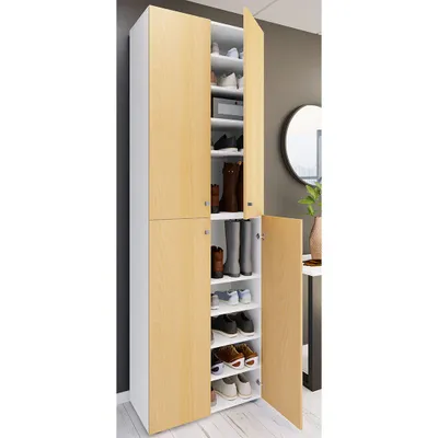 Produktbild von VCM XL Holz Großer Schuhschrank Schuhregal Groß Stiefel Dielenmöbel Lona 10 Fächer Drehtüren