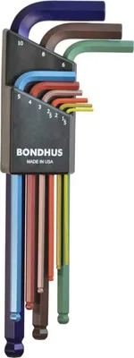 Produktbild von Bondhus Winkelschlüssel-Set BLX9MCG 9-tlg. ColorGuard Kugelkopf, Stiftschlüssel