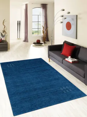 Produktbild von Teppich MARAND | Handgearbeitet | Farbe: blau; Größe: 300x300 cm | strapazierfähig und leicht zu reinigen | Wohnzimmer | Schlafzimmer