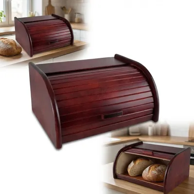 Produktbild von Holzbrotkasten klein Mahagoni 31x26x16cm – Polnisch