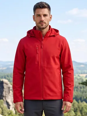 Image de Veste softshell pour hommes ALTISPORT, modèle NoPrint NP/ALM845, couleur rouge, taille S