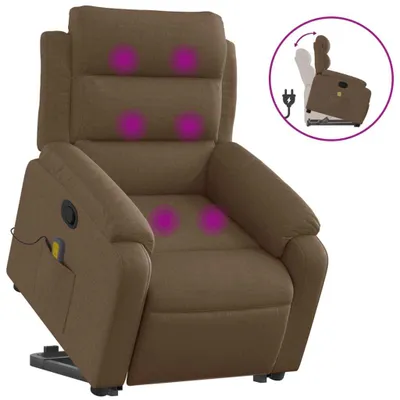 Image de Fauteuil de massage inclinable Marron Tissu