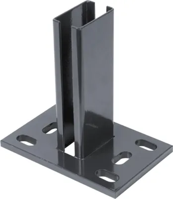 Zdjęcie produktu dla Alberts 686086 Wspornik słupka ogrodzeniowego do podwójnej siatki drucianej, do przykręcenia, ocynkowany ogniowo, powlekany tworzywem sztucznym w kolorze antracytowym RAL 7016, płyta 150 x 100 mm, do słupków 60 x 40 mm