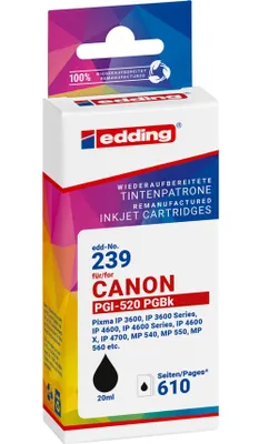 Image de edding 18-239/18-239-01 edding EDD-239 Cartouche d'impression noire compatible avec Canon PGI-520 BK