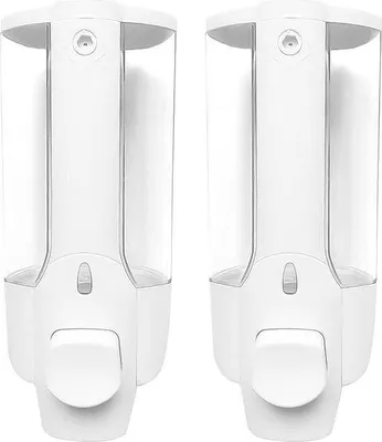 Obrázok produktu pre Dávkovač mydla na stenu 350 ml ručný dávkovač do sprchy pre domácu kúpeľňu kuchyňu hotely reštaurácie - biely - 2 kusy Dávkovač mydla na stenu