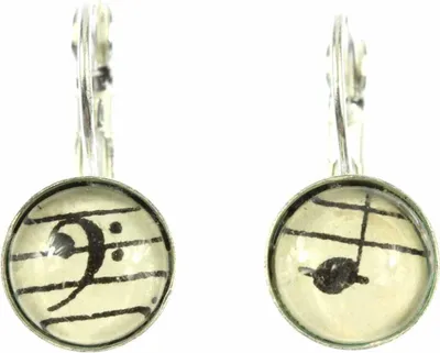 Produktbild von Noten und Violinschlüssel Ohrringe Cabochon Miniblings Notenblatt Partitur 12mm