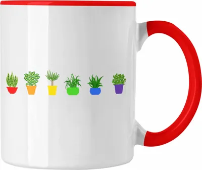 Produktbild von Trendation - Regenbogen Tasse Geschenk LGBT Schwule Lesben Transgender Grafik Pride Pflanzen Grafik (Rot)
