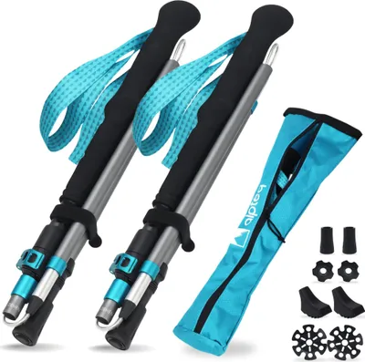 Produktbild von Alpteq® Matterhorn - faltbare Wanderstöcke aus Carbon-Zicral | Teal Blue 110-130 cm