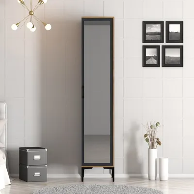 Produktbild von Skye Decor, Kumsal R - Walnut, Anthracite, Kleiderschrank, Nussbaum, 100 % MELAMINBESCHICHTETE SPANPLATTEN, 40 x 201,4 x 47,5 cm