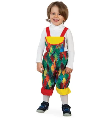 Produktbild von Buntes Clown Kinderkostüm, Latzhose, knielang, verschiedene Größen (98)