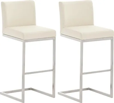 Produktbild von 2er-Set Barhocker – Barhocker – Stabilität aus Edelstahl und Komfort aus Kunstleder