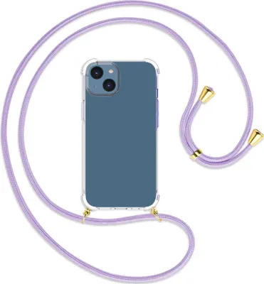 Produktbild von Handykette Backcover-Schutzhülle mit Band (Metall goldfarben) für Apple iPhone 14 (6.1'') - violett