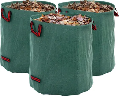 Image de Sacs à déchets de jardin - lot de 3 - 272 L - Lourds - Poignées renforcées - Anneaux souples pliables - Vert clair