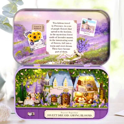 Zdjęcie produktu dla DIY Drewniany domek dla lalek Miniaturowa zabawka z dekoracją LED Prezent urodzinowy Zabawka dla dzieckaQ-010
