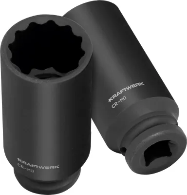 Zdjęcie produktu dla KRAFTWERK 381924, Gniazdo udarowe, Czarny, 12 głowic(e), 1/2", Metryczny, 24 mm