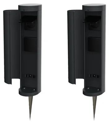 Produktbild von Novatool 2x Steckdosenturm 2-fach außen Anthrazit rund mit Blende IP44 mit Erdspieß Steckdose Aussen Gartensteckdose Outdoor Steckdosesäule Garten Steckdosenturm (Elektro)