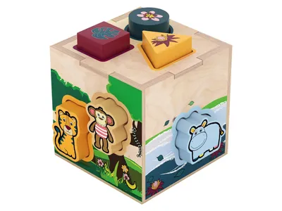 Produktbild von Playtive Motorikspielzeug Safari - Feinmotorik, logisches Denk, Fantasie & Kreativität Sortierwürfel