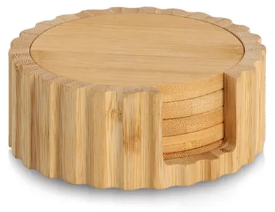 Produktbild von ZELLER 25719 Glasuntersetzer-Set 6-tlg, Bambus, ca. Ø 12 x 4,7 cm